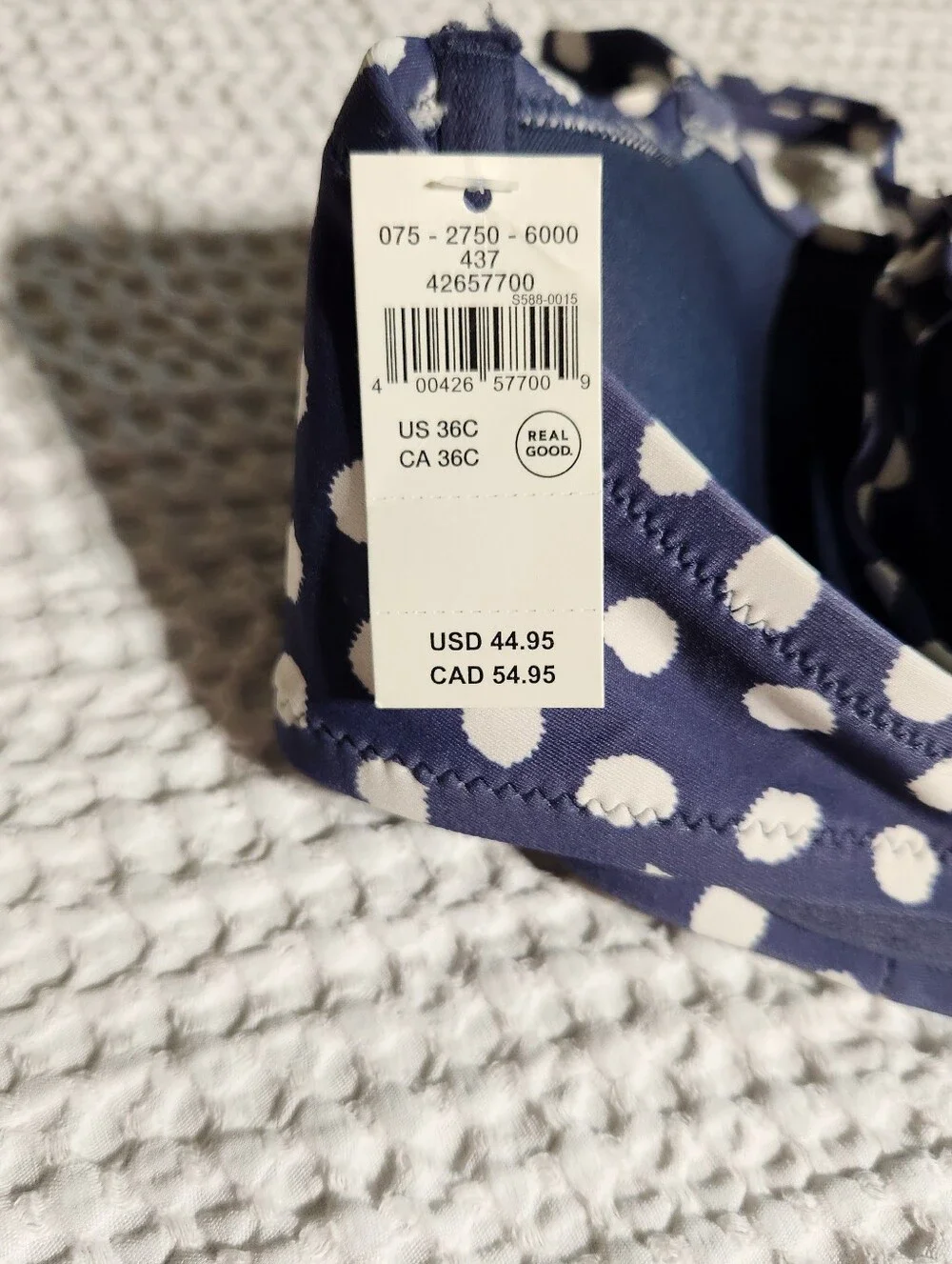 aerie Navy and White Polka Dot Underwire Bikini Top